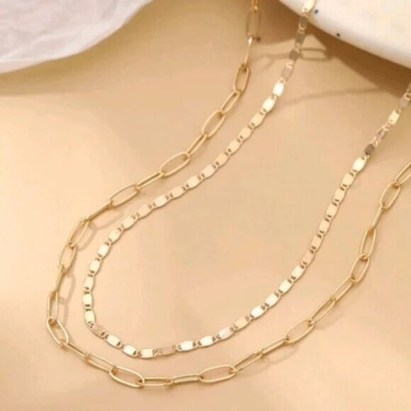 14K Gold Filled Paper Clip Layered Gold Filled Necklace - Picture 2 of 5